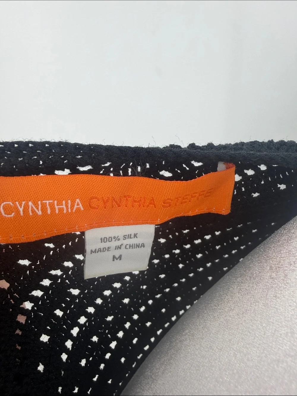 Cynthia Steffe Black Crochet Silk Fringe Sleeve Sweater Top Medium